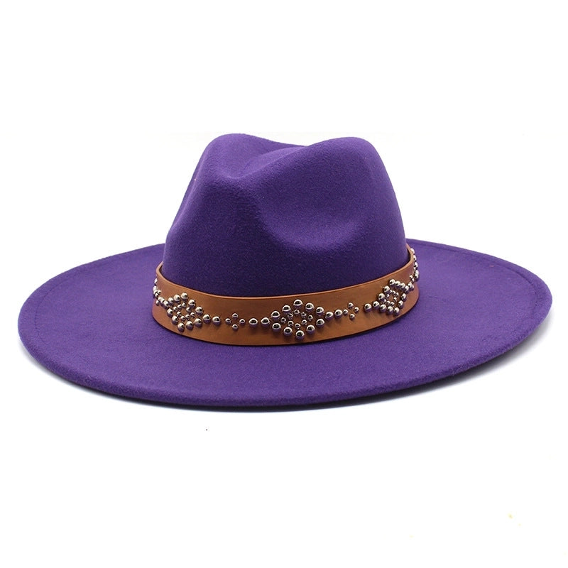 Autumn And Winter Wool Big Brim Jazz Hat Men's And Women's Fashion Casual 9.5cm Big Edge Jazz Hat Felt Hat