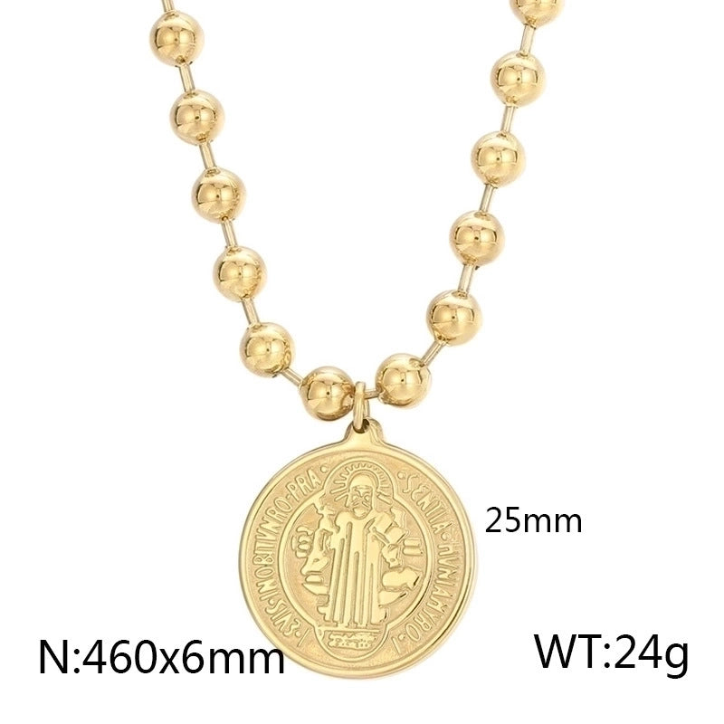 Stainless Steel Titanium Steel 18K Gold Plated Minimalist Plating Human Round Bracelets Necklace