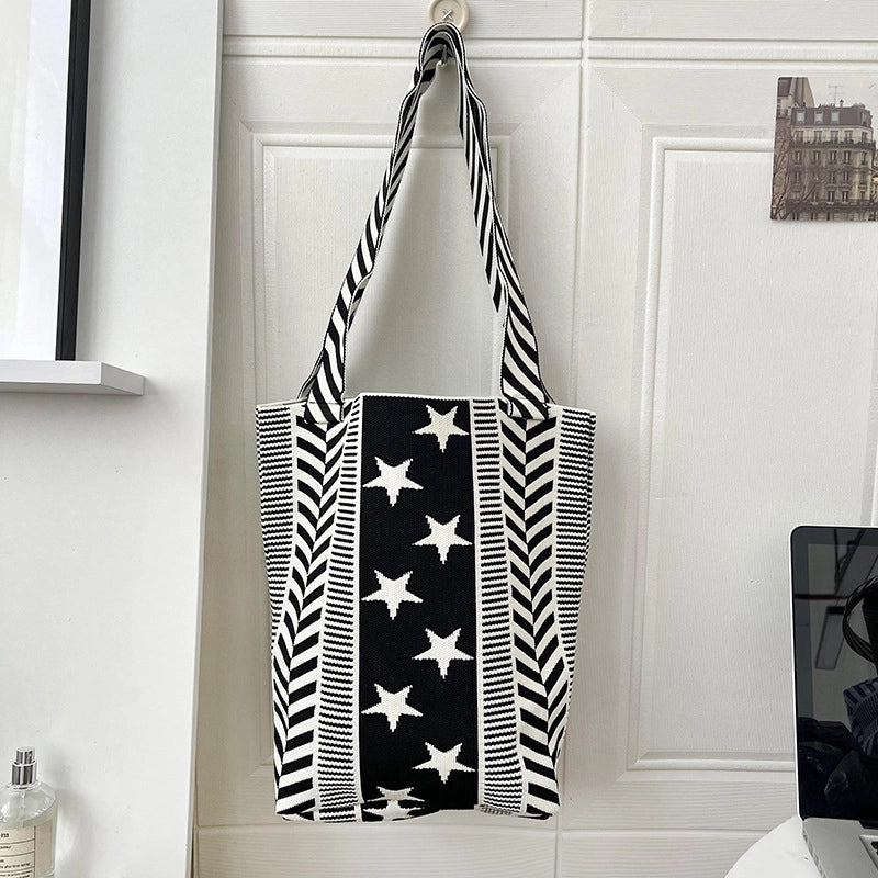Women's Large Polyester Star Streetwear Square Open Handbag