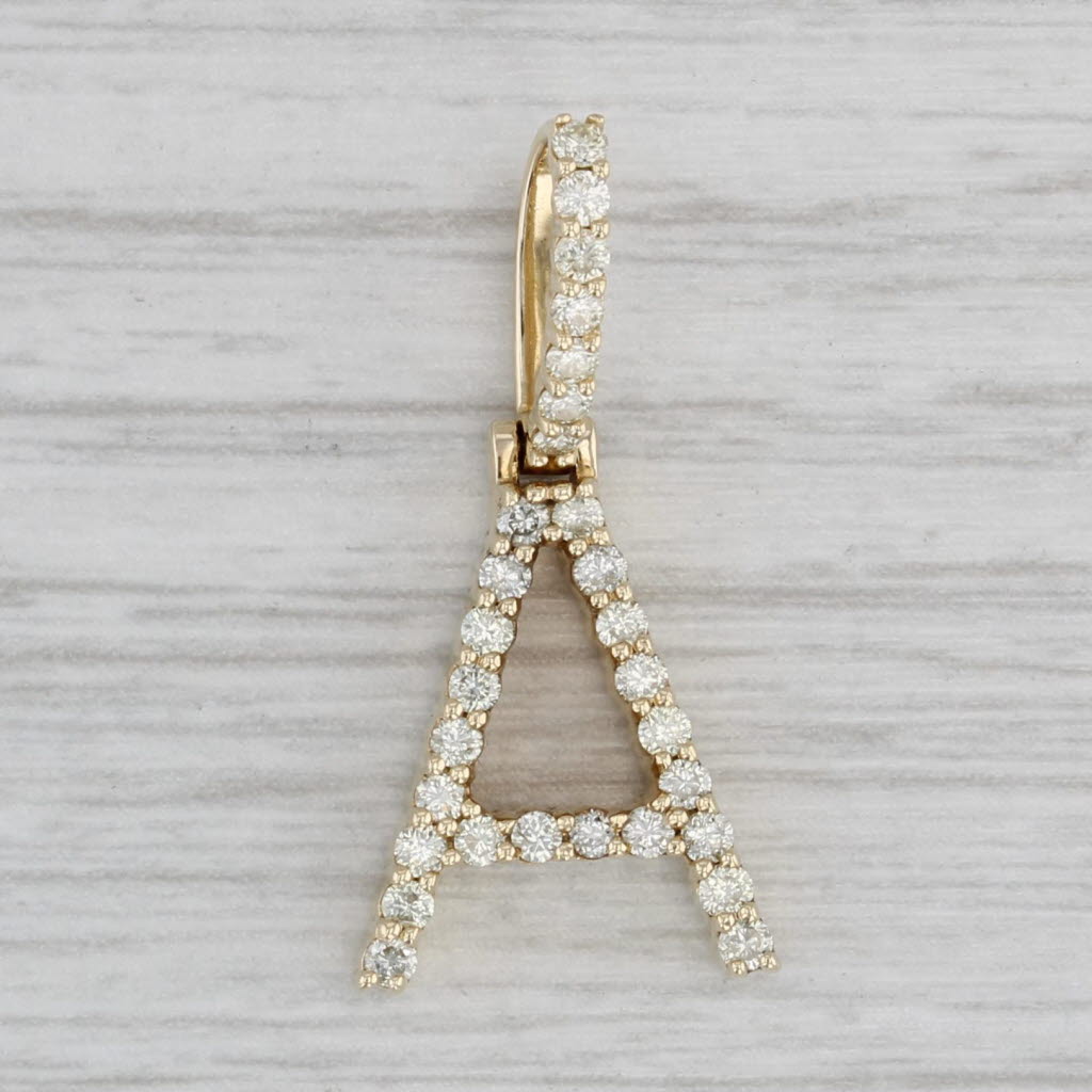 0.50ctw Diamond Letter Initial A Pendant 10k Yellow Gold