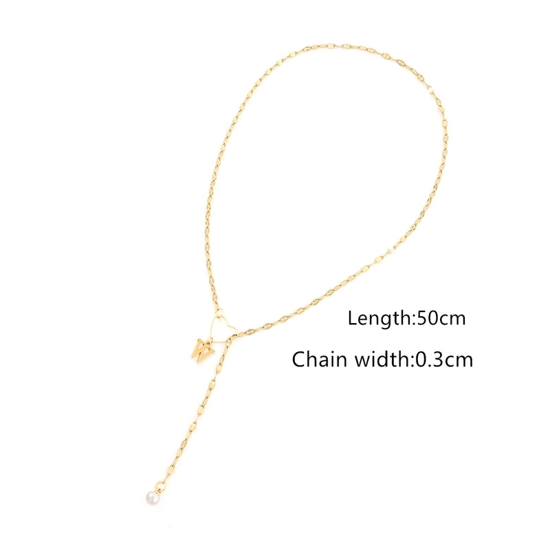 Elegant Minimalist Classic Style Letter Heart Shape 201 Stainless Steel 304 Stainless Steel Artificial Pearl Stainless Steel Necklaces