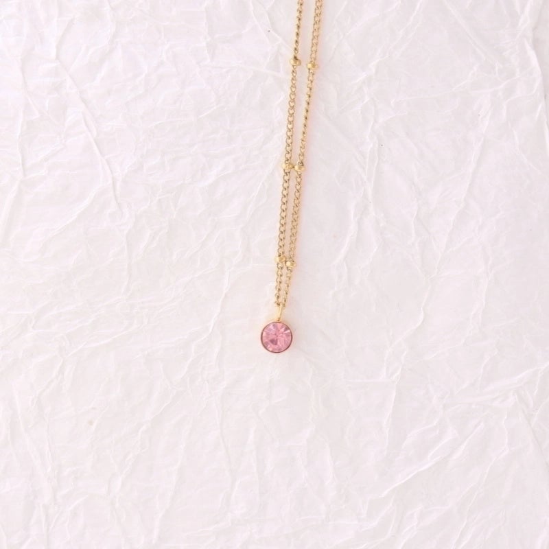 316 Stainless Steel  18K Gold Plated Minimalist Classic Style Plating Inlay Solid Color Artificial Rhinestones Pendant Necklace