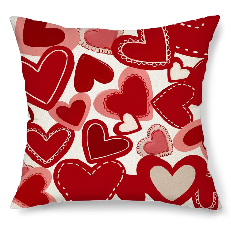 Valentine'S Day Elegant  Lady Letter Heart Shape Linen Pillow Cases Couch & Sofa Decor