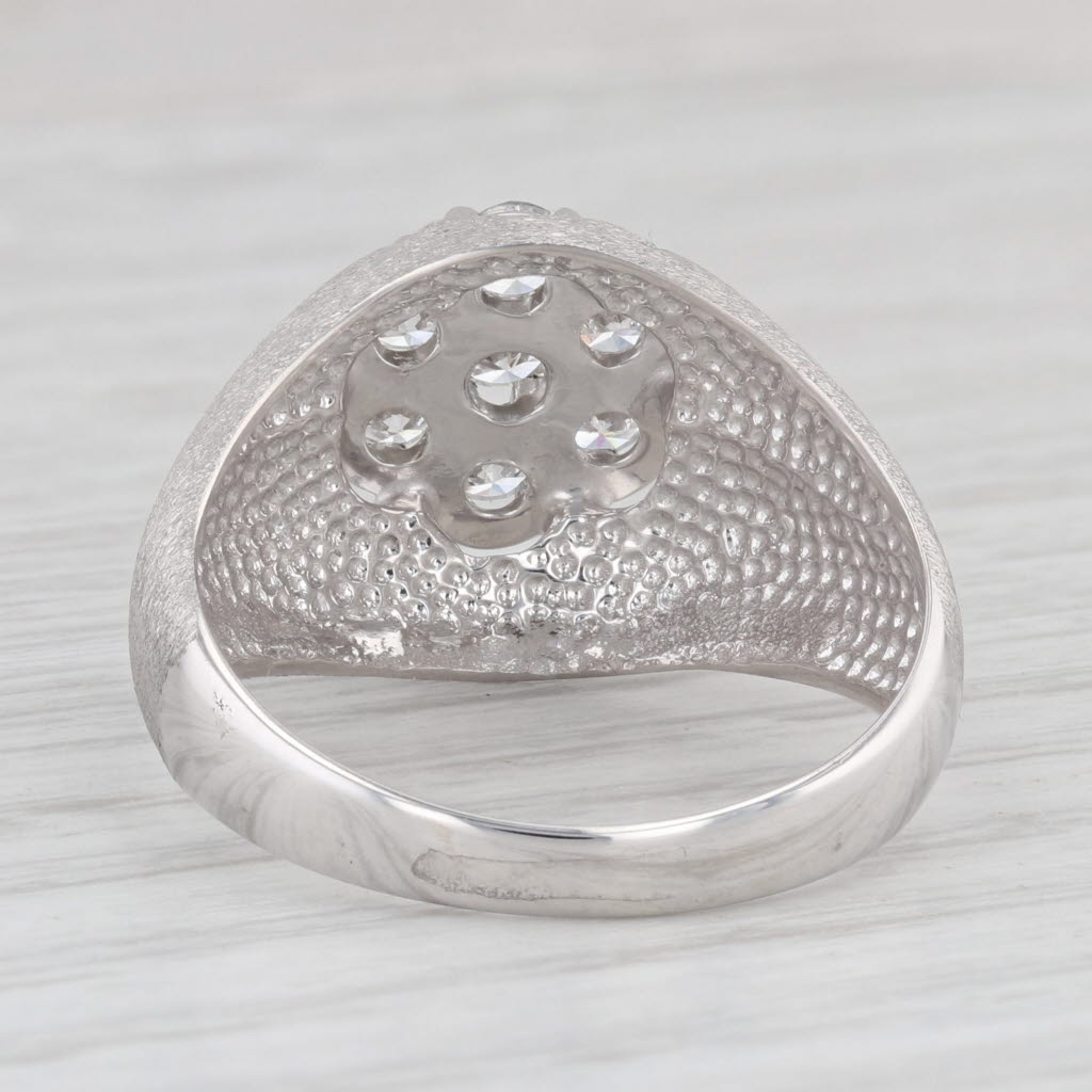 1ctw Diamond Cluster Belcher Settings Ring 14k White Gold Size 10.75 Vintage Men