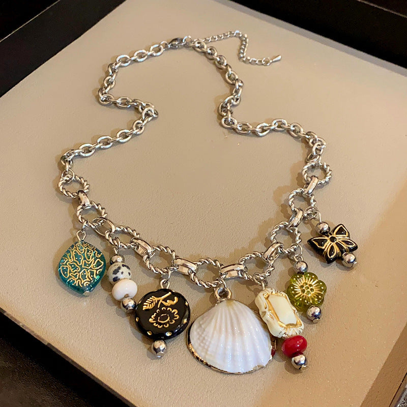 Medieval Round Hexagon Ellipse Triangle Geometric Alloy Electroplating Necklaces
