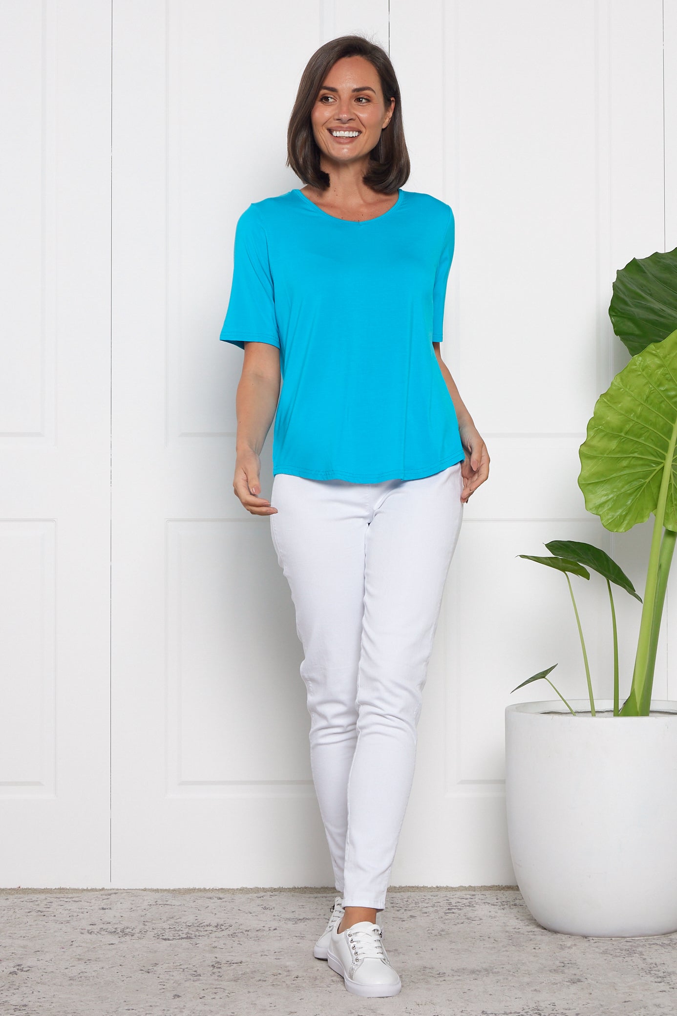 Belinda Modal Tee - Aqua Blue