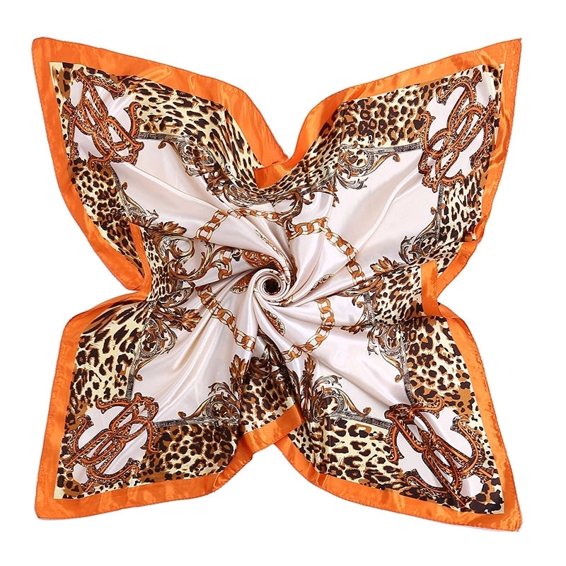 Women's Elegant Classical Lady Printing Satin Silk Scarf