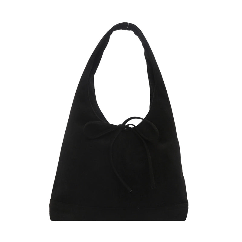 Women's Medium Pu Leather Frosted Solid Color Bow Knot Basic Classic Style Bucket Magnetic Buckle Shoulder Bag