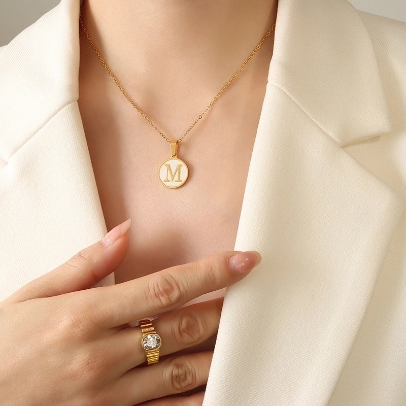 Fashion Letter 304 Stainless Steel Shell 18K Gold Plated Plating Pendant Necklace