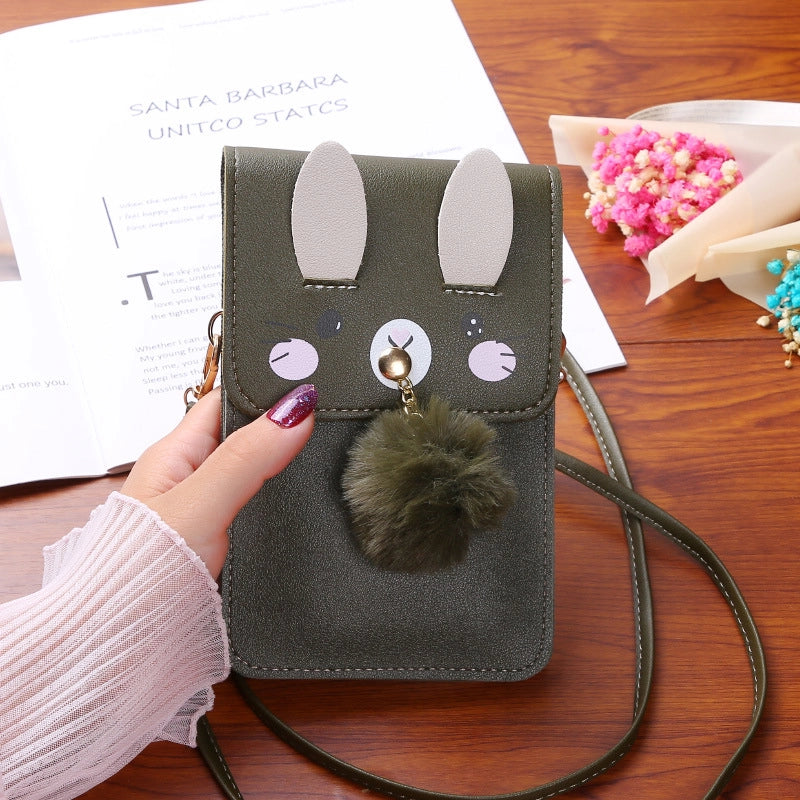 Women's All Seasons Pu Leather Cartoon Fashion Fluff Ball Square Magnetic Buckle Phone Wallet