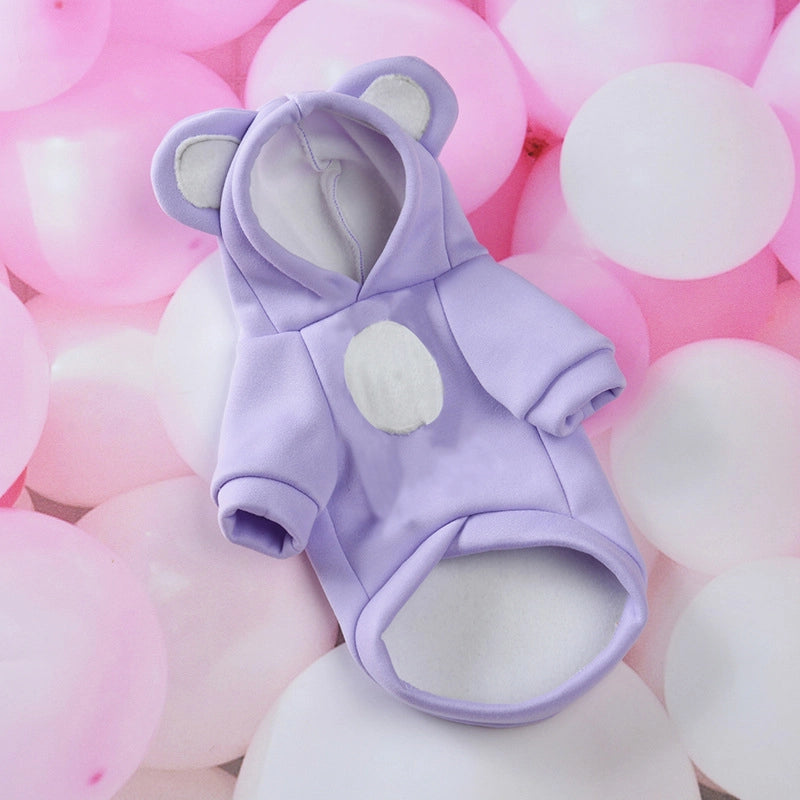 Autumn And Winter New Pet Cute Transformation Clothes Small Dog Bear Ears Dog Clothes Fleece-lined Warm Teddy Bear