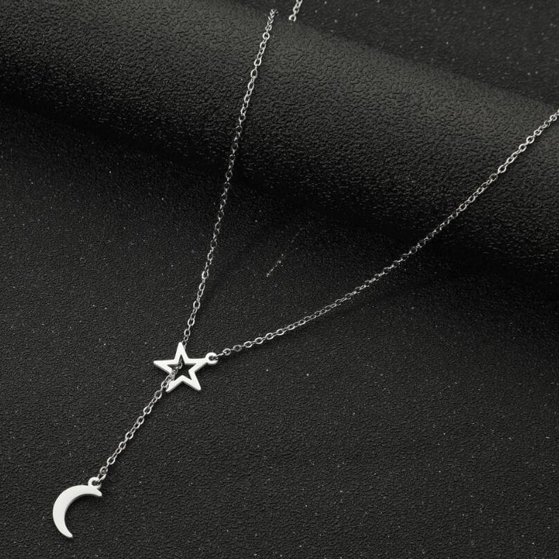 201 Stainless Steel 18K Gold Plated Modern Style Minimalist Plating Hollow Out Star Moon Pendant Necklace