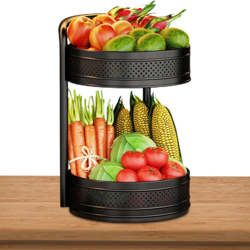 LUXORMOVE METAL DOUBLE LAYERS STORAGE ROTATING TRAY - BLACK