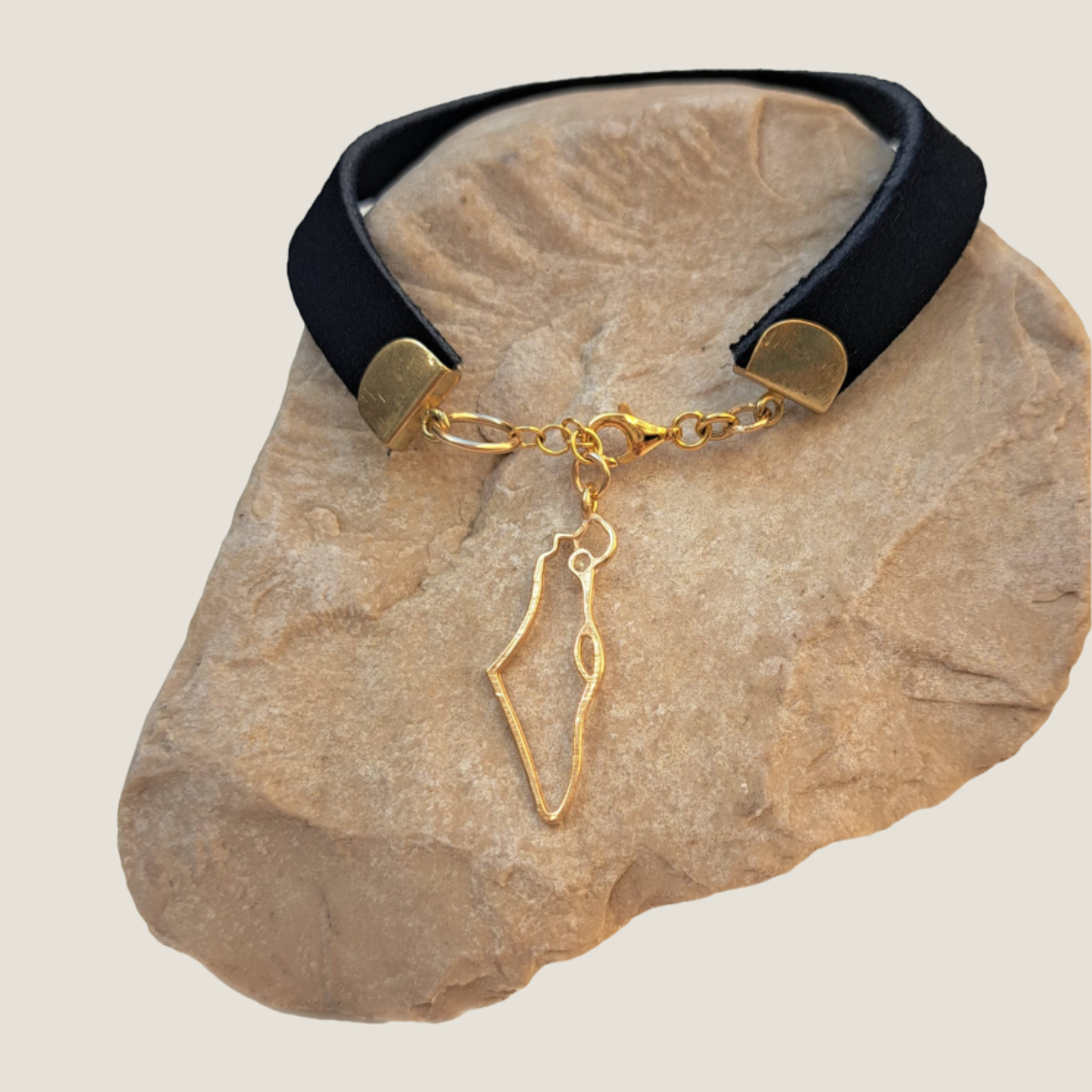 Leather Bracelet - Map Of Israel | Gold