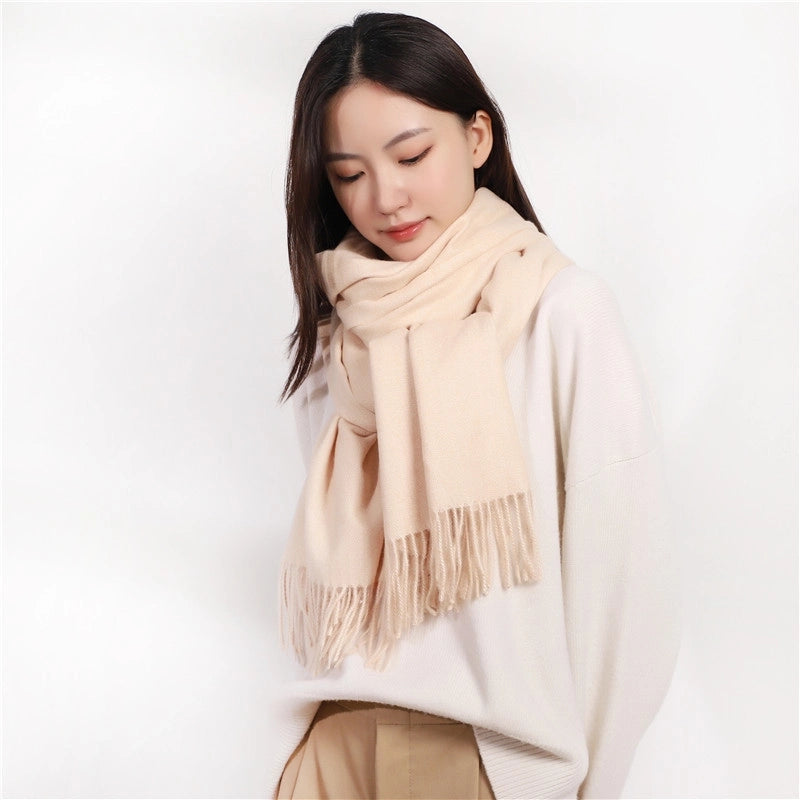 Cashmere Scarf Women Autumn And Winter Solid Color Simple Scarf Sweet Shawl Thick Warm Scarf
