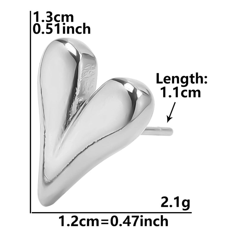 1 Pair Minimalist Heart Shape Plating 304 Stainless Steel Ear Studs