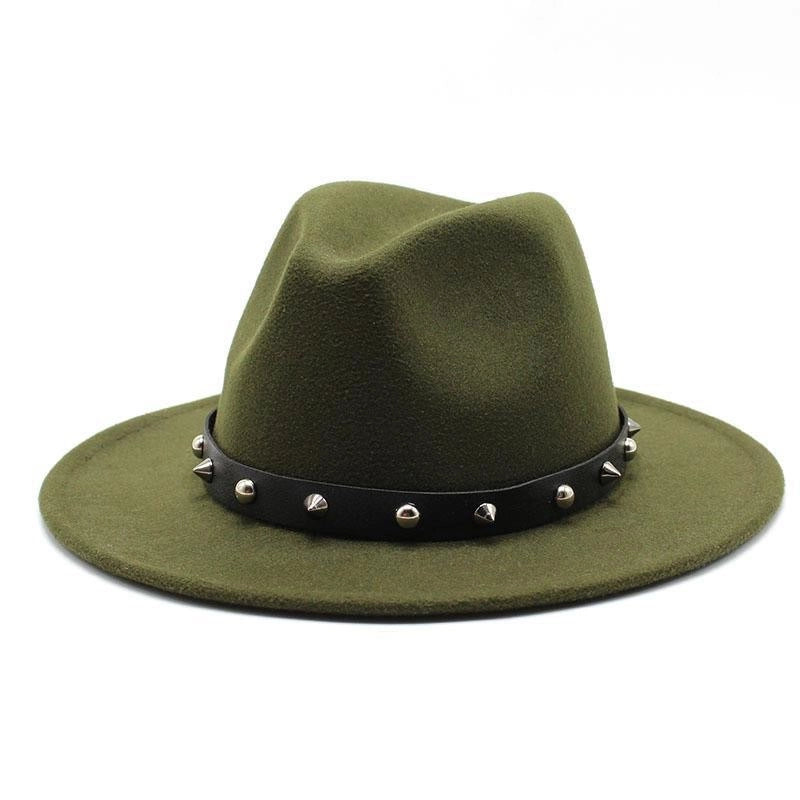 New Decorative Big Brim Jazz Hat  Personalized Top Hat Autumn And Winter Woolen Hat Western Cowboy Hat
