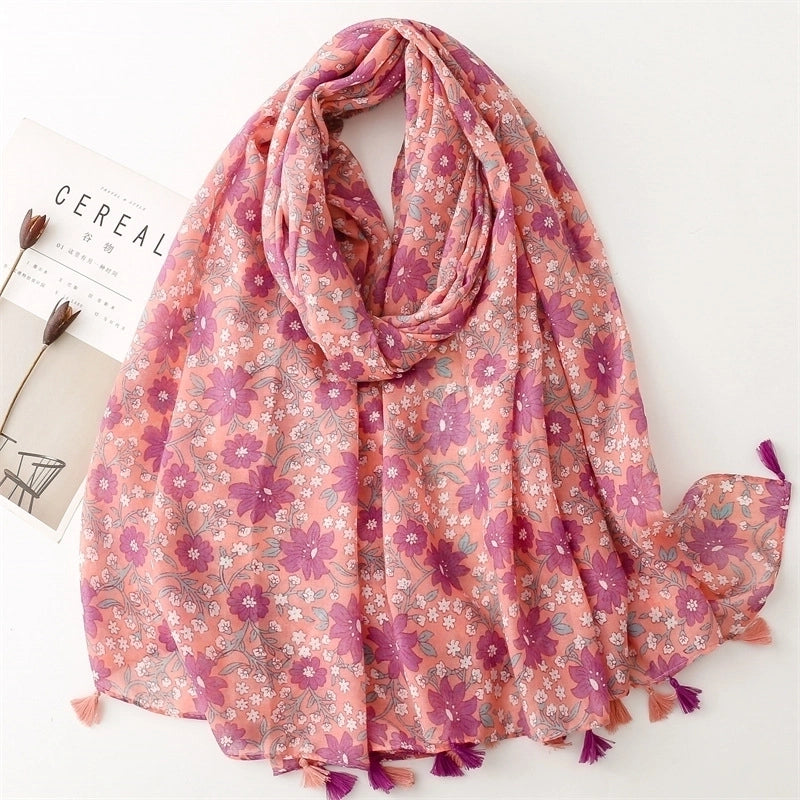 Fashion Scarf Orange Wheat Ear Tassel Travel Beach Towel Shawl