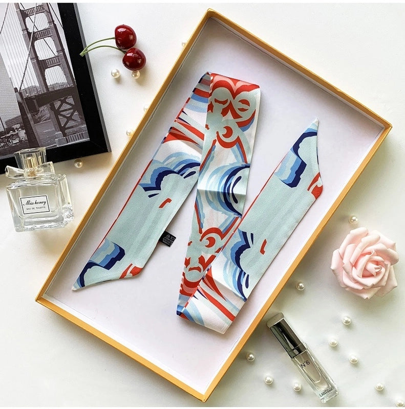 Women's Minimalist Flower Satin Printing Silk Scarf