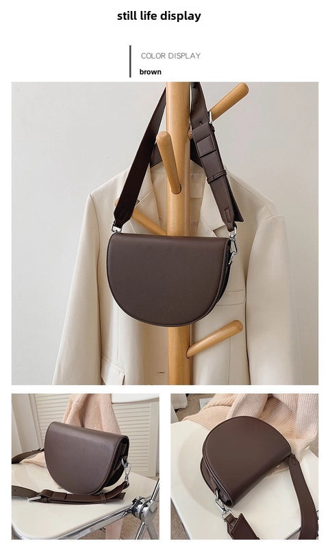 Bag Women's Bag Simple Texture Trendy Spring And Summer Internet Trendy High-end Shoulder Crossbody Bag Saddle Bag