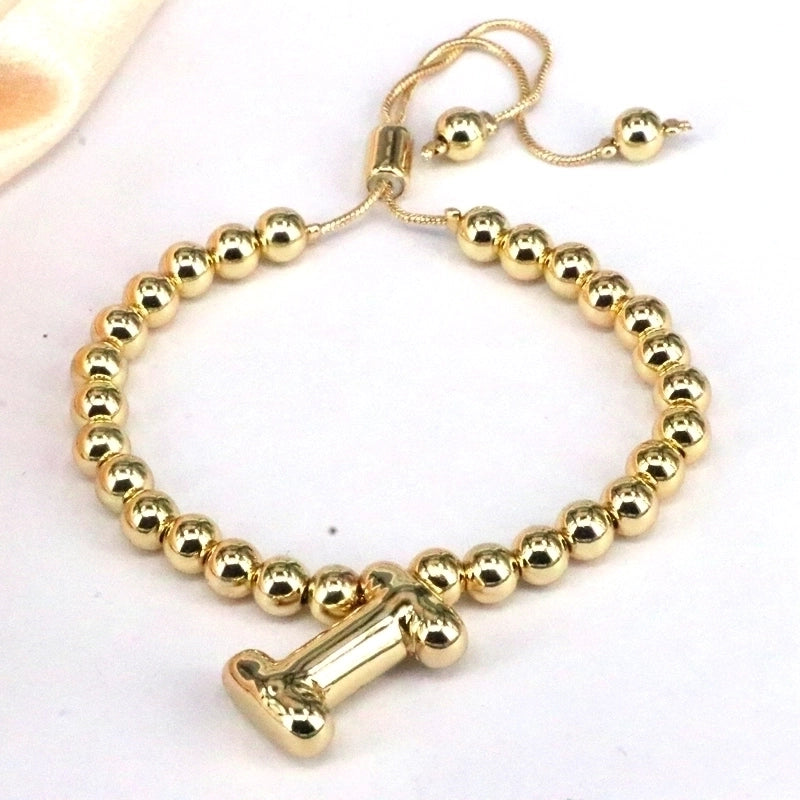 Copper Gold Plated Vintage Style Minimalist Letter Bracelets