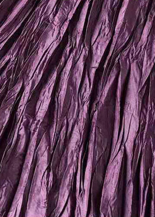 French Purple Elastic Waist Wrinkled Exra Large Hem Silk Skirts Summer