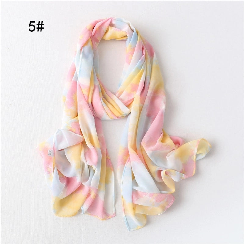 Women's Minimalist Tie Dye Chiffon Scarf
