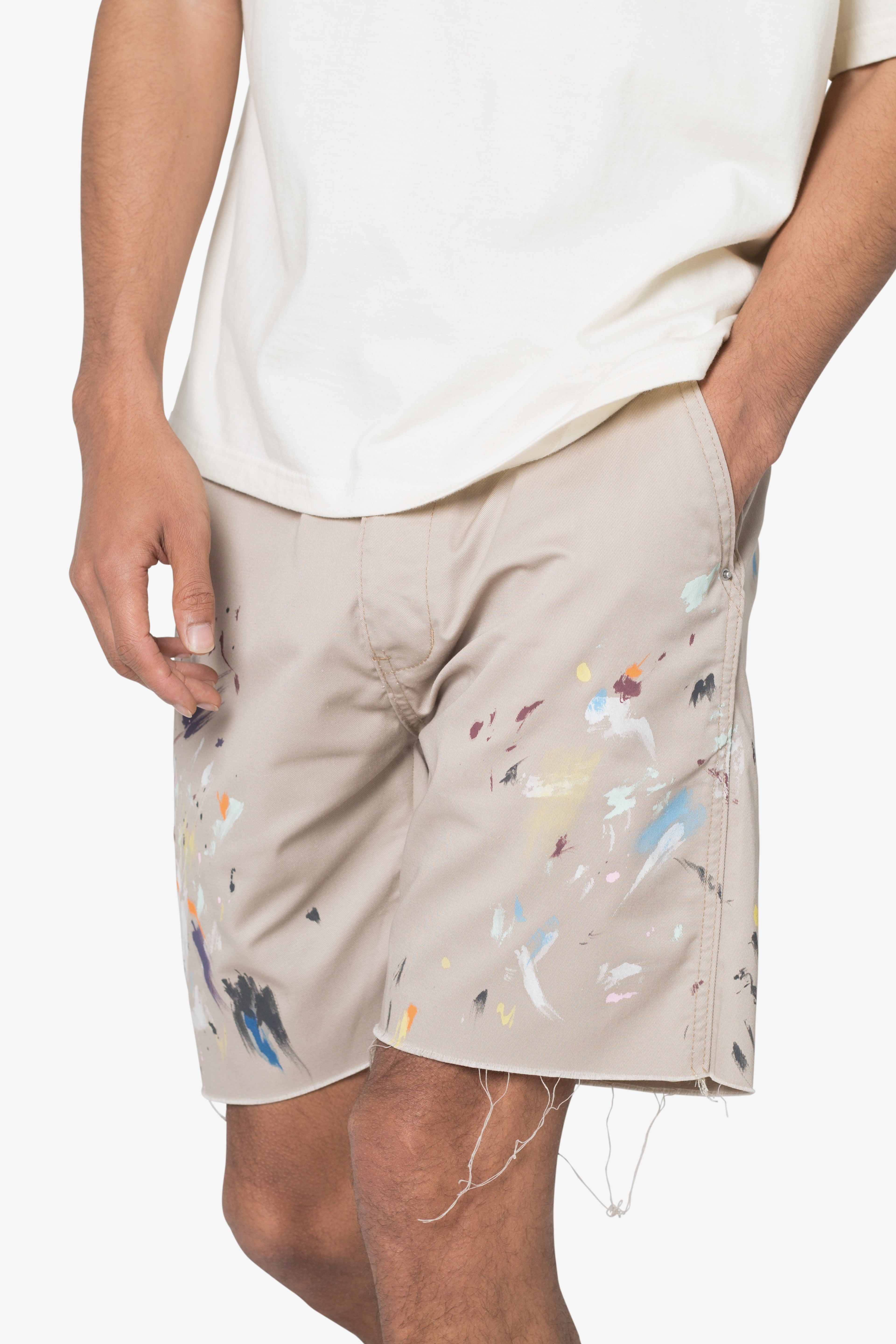 Paint Twill Shorts - Khaki