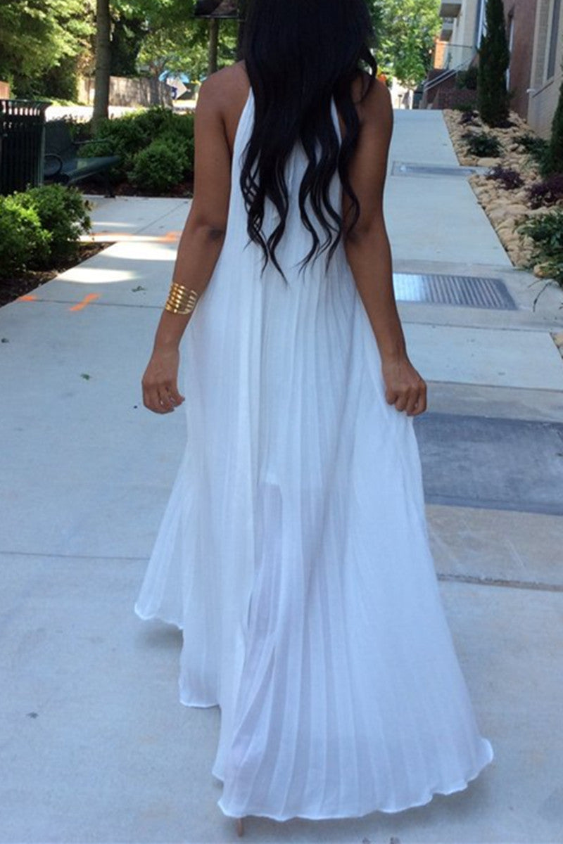 Fashion Sexy Sleeveless Loose Pleated Dress