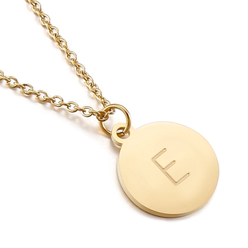 Titanium Steel 18K Gold Plated Minimalist Plating Letter Necklace