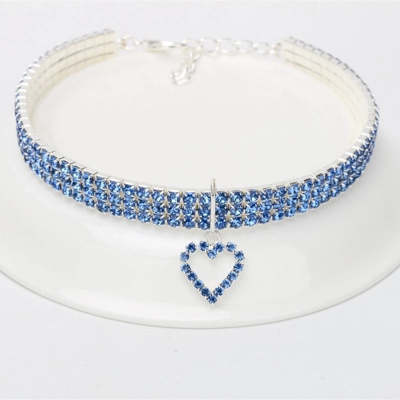 Minimalist Classic Style Metal Solid Color Diamond Pet Collar