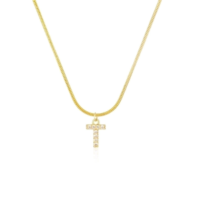 304 Stainless Steel Copper Classic Style Inlay Letter Zircon Pendant Necklace