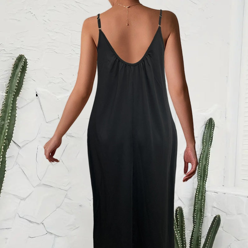 🍃Low-Cut Round Neck Loose Spaghetti Strap Dress