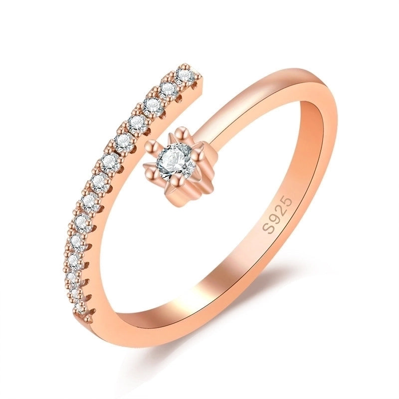 Minimalist Solid Color Copper Plating Inlay Artificial Diamond Rings 1 Piece