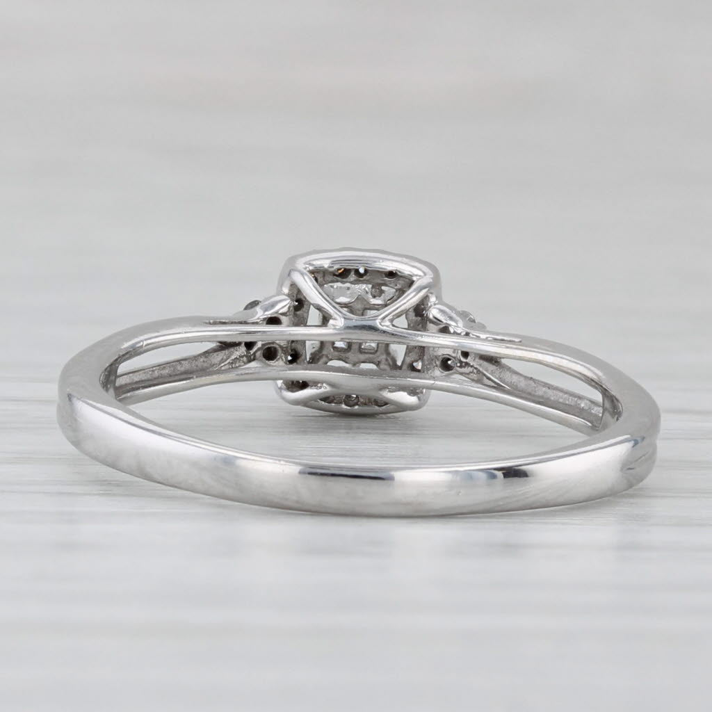 0.18ctw Diamond Halo Engagement Ring 10k White Gold Size 8.25