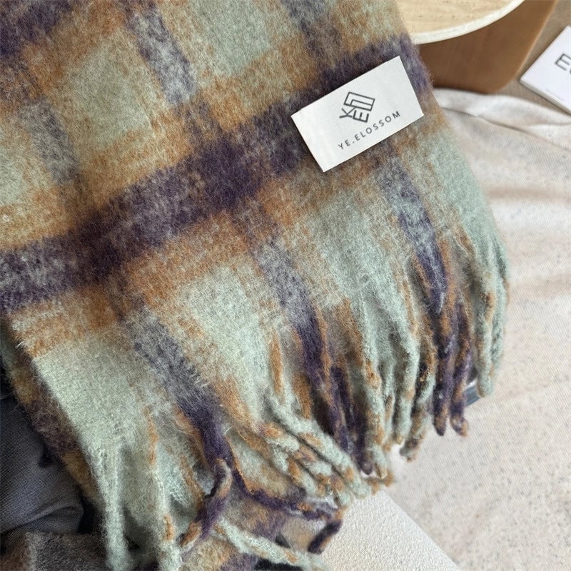 Unisex Minimalist Classic Style Lattice Polyester Scarf