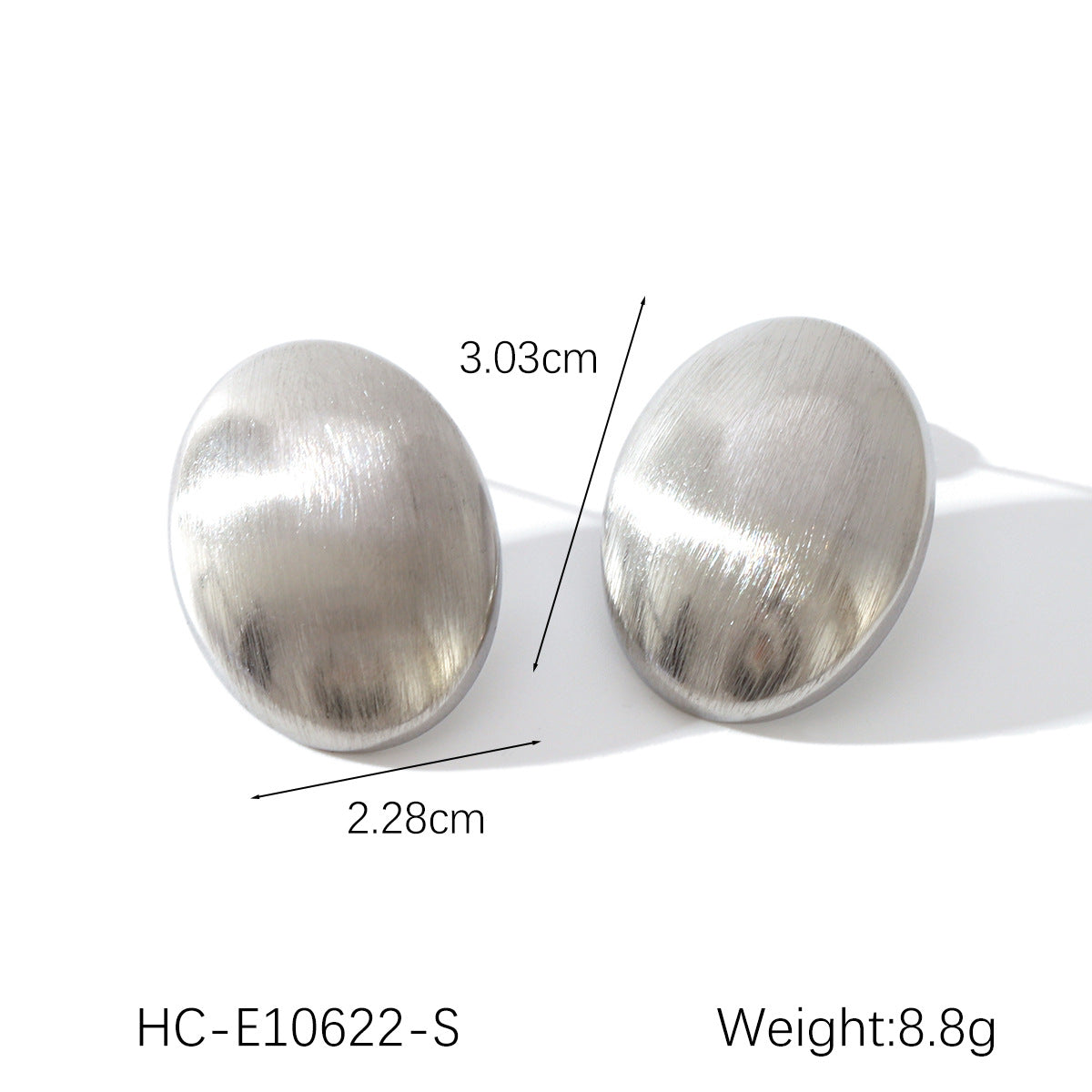 Oval Brushed Stainless Steel Earrings For Women Niche Design Titanium Steel Earrings Earrings