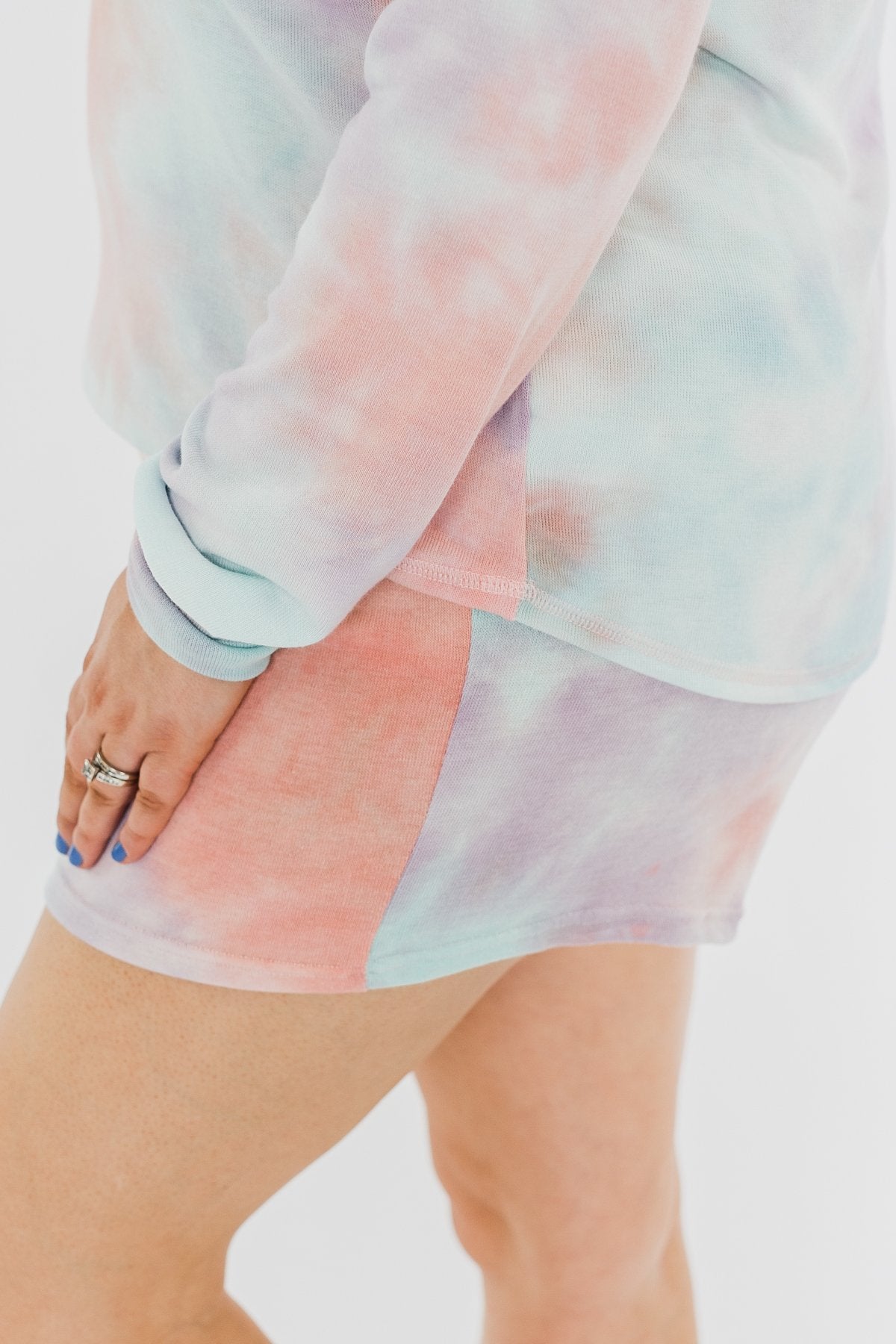 Tie Dye Lounge Shorts- Coral. Purple. & Blue