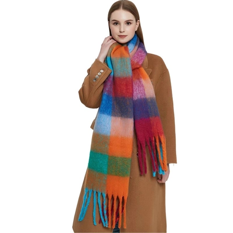 Mohair Nipped Color Scarf Cashmere Thickened Warm Scarf Shawl