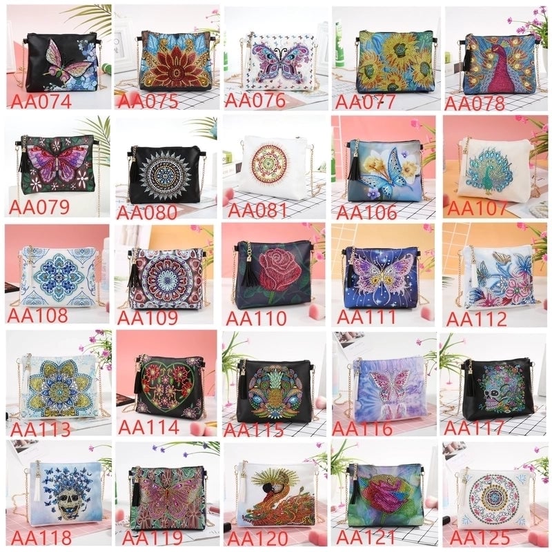 Women's Pu Leather Animal Flower Butterfly Ethnic Style Rhinestone Diamonds Zipper Crossbody Bag