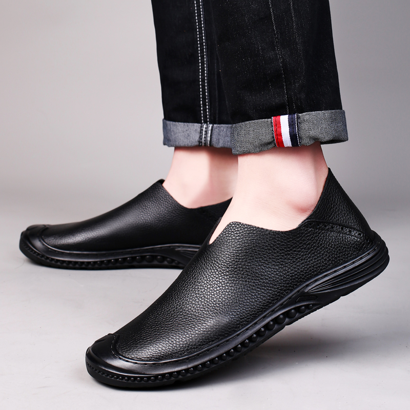 Fransikin Slip on Shoes New Loafers Men Casual Genuine Leather Shoes Slip On Summer Black Brown Fashion Italian Trendy Luxury Designer Brand Loafer Man