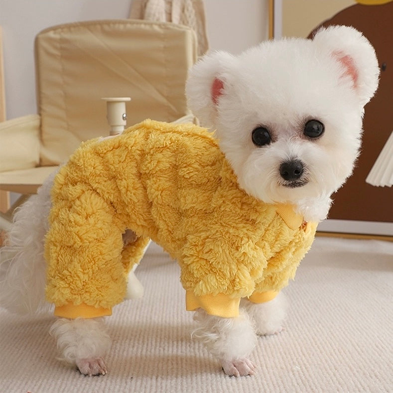 Solid Color Four Legs Fleece Dog Jumpsuits