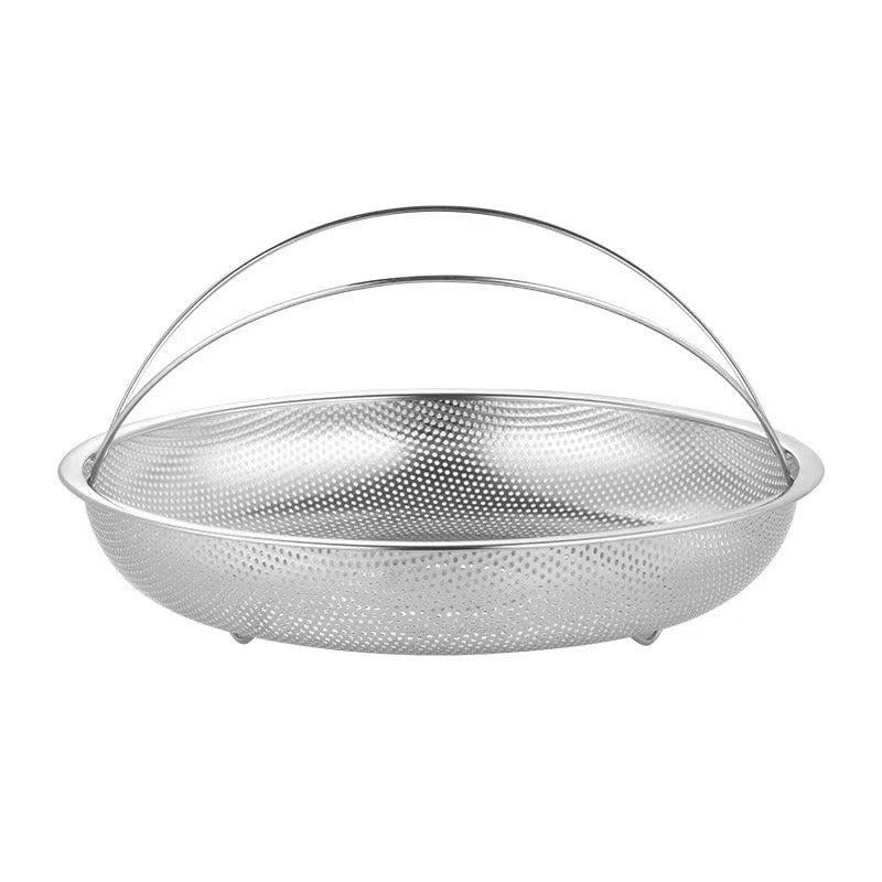 MULTIFUNCTION STAINLESS FOOD STEAMER STEAMING RACK BASKET WITH HANDLE EASY USE COOKING UTENSILS