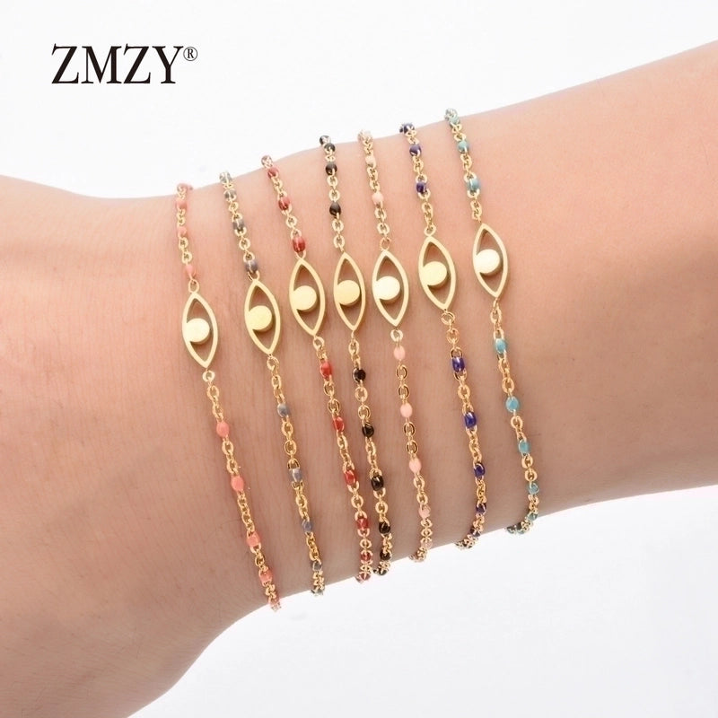Modern Style Eye Titanium Steel Enamel Bracelets