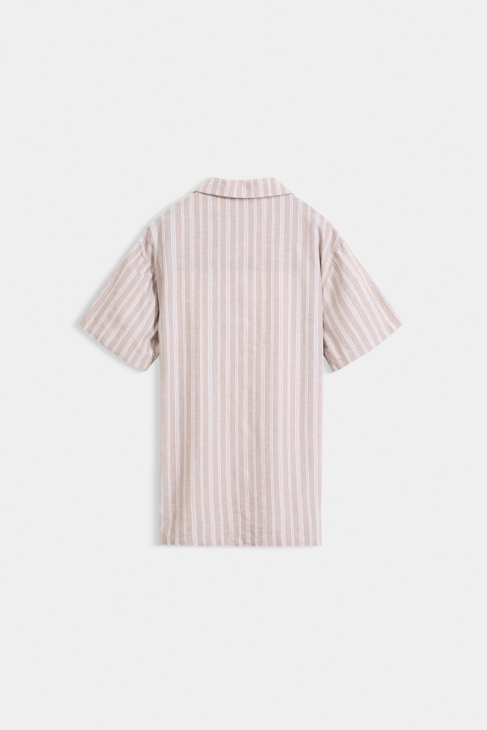 Cotton Linen Striped Resort Collar Shirt