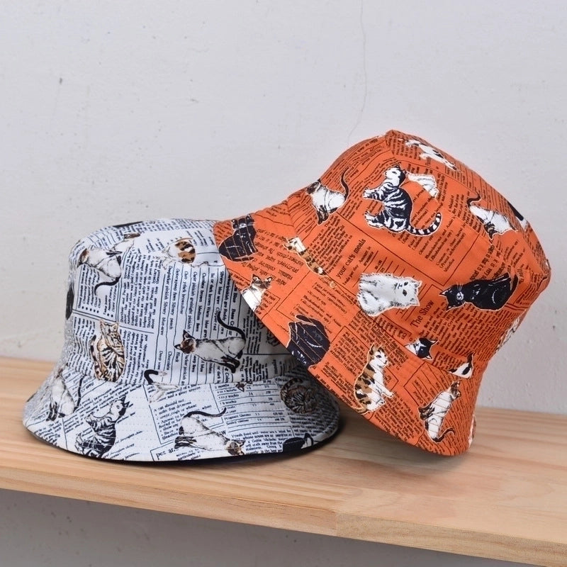 Women's Cute Cat Big Eaves Bucket Hat