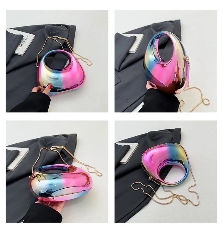 Women's Medium PVC Gradient Color Solid Color Elegant Vintage Style Dumpling Shape Lock Clasp Evening Bag