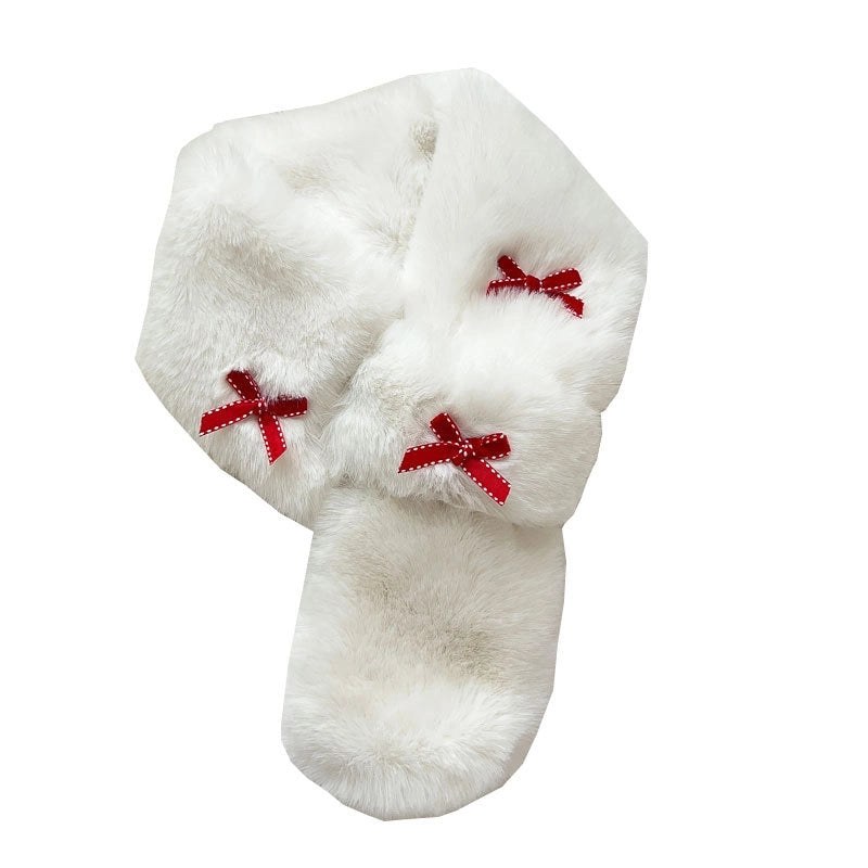 Women's IG Style Bow Knot Plush Scarf