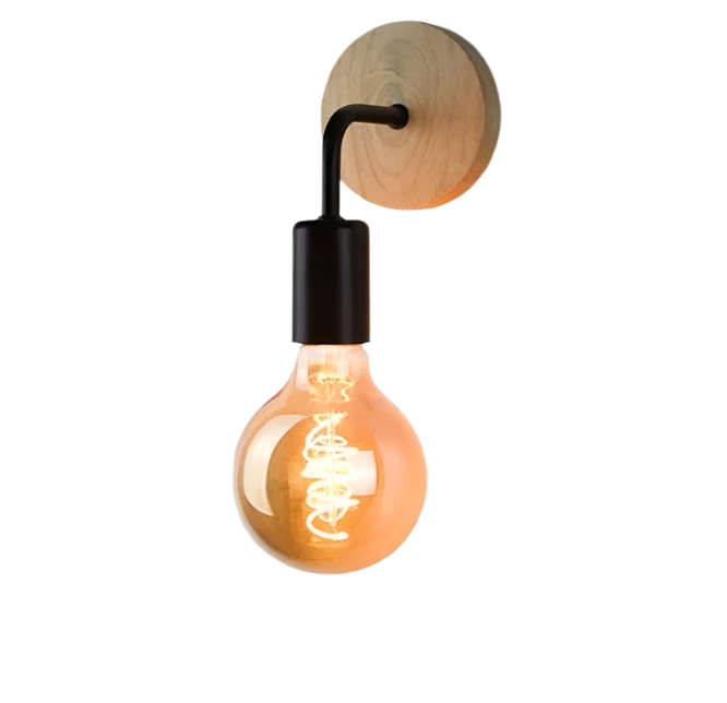 Modern Wall-Mounted Light with Wooden Base