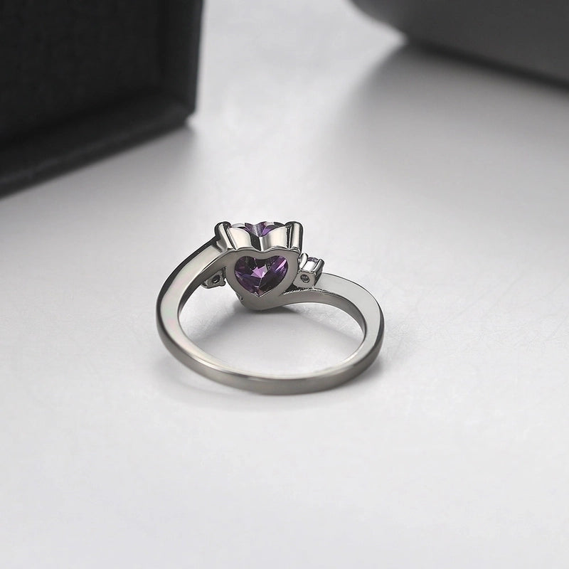Fashion Heart Shape Copper Plating Inlay Zircon Rings 1 Piece
